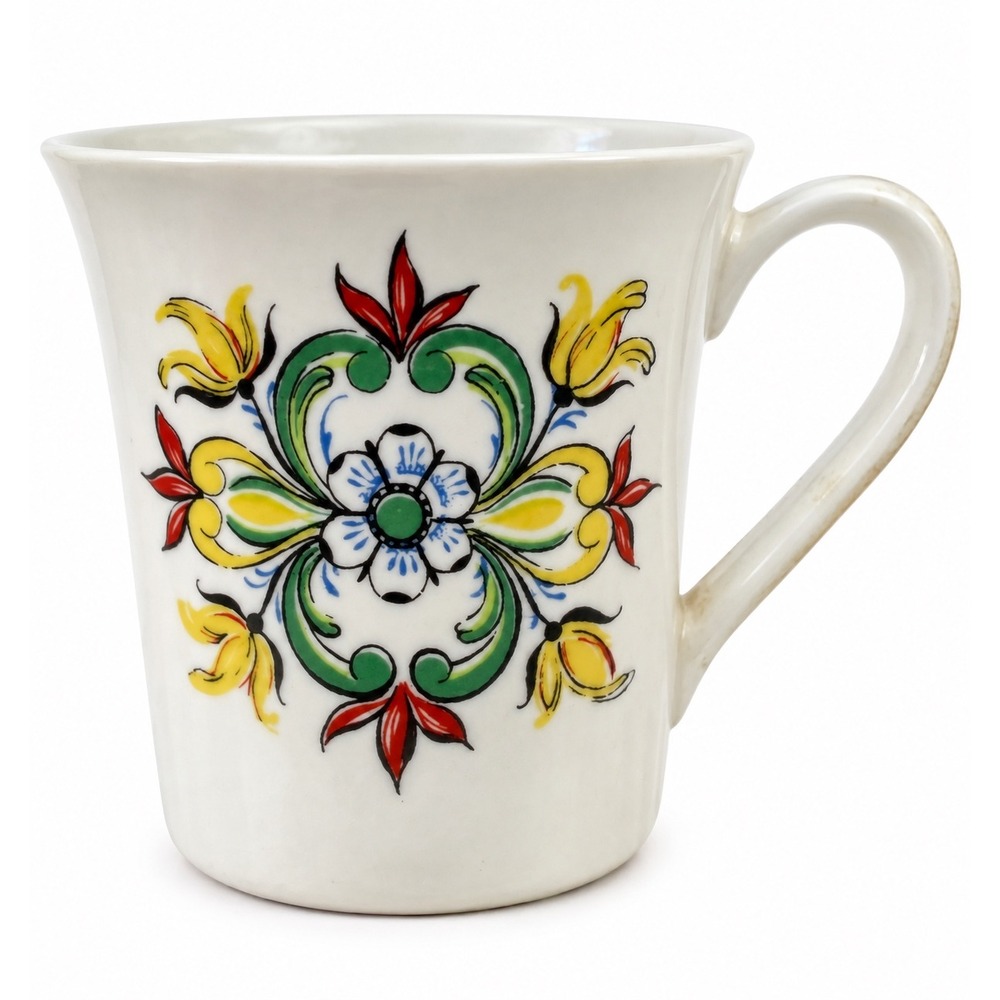 Vintage Figgjo Flint Norway Floral Mug Scandinavian Folk Art MCM